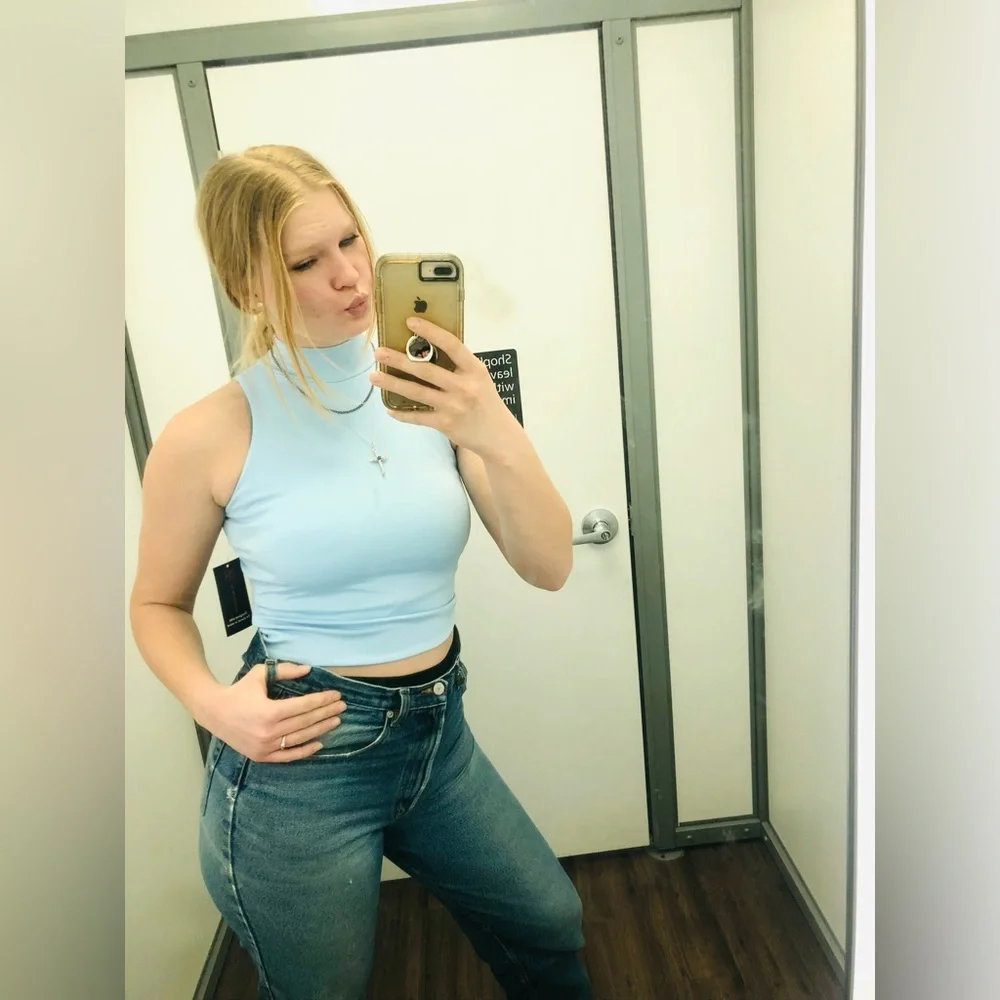 Full Blue Registered Vintage Straight Leg Distressed Jeans Retro High Rise - Picture 6 of 16